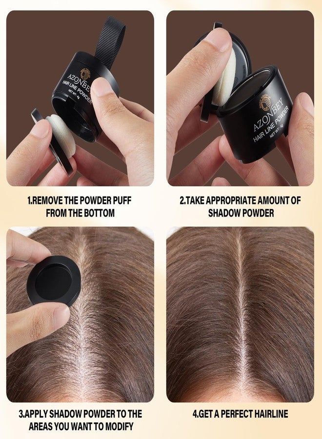 Azonbey Root Touch Up Sets,Hairline Powder for Women Cover Up- Hairline Concealer for Thin and Thinning Hair, Water & Sweat Resistant,Contain Azonbey Makeup Brush (Dark Brown, Med #Makeup Brush) - Image 3
